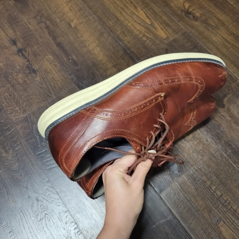 COLE HAAN OriginalGrand OS Brown Leather Wingtip Shoes preowned Sz 10